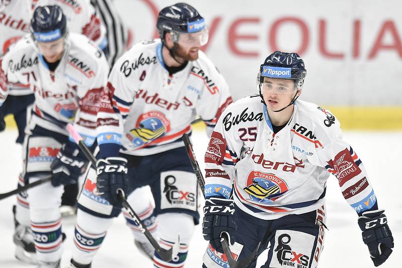 Utkání 30. kola hokejové extraligy: HC Vítkovice Ridera - HC HC Škoda Plzeň, 28. prosince 2018 v Ostravě. Na snímku (vpravo) Patrik Zdráhal.