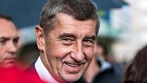 Andrej Babiš při setkání s občany u kostela Sv. Ducha v Ostravě - Zábřehu.