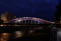 Nasvícený most Miloše Sýkory v centru Ostravy.Vizualizace.