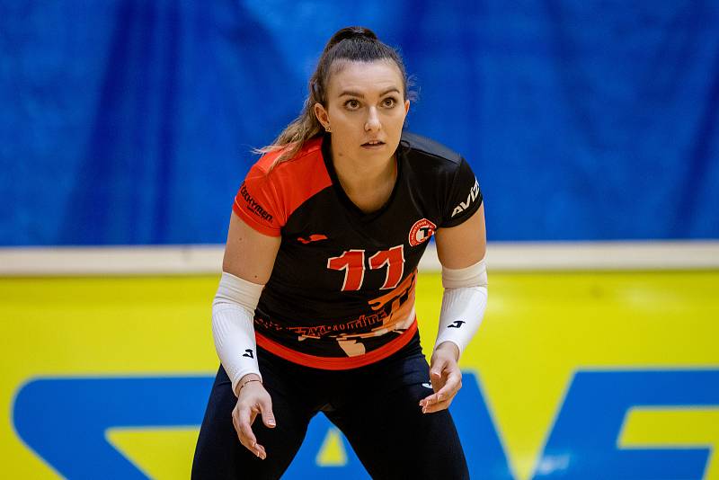 Libero Skarleta Jančová v ostravském dresu s číslem 11 po vítězství nad Prostějovem (3:1) a KP Brno (3:2).