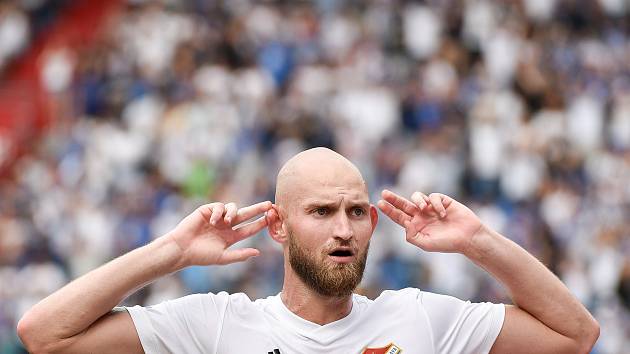 Utkání 5. kola první fotbalové ligy: FC Baník Ostrava - Bohemians 1905 , 10. srpna 2019 v Ostravě. Na snímku radost Tomáš Smola.