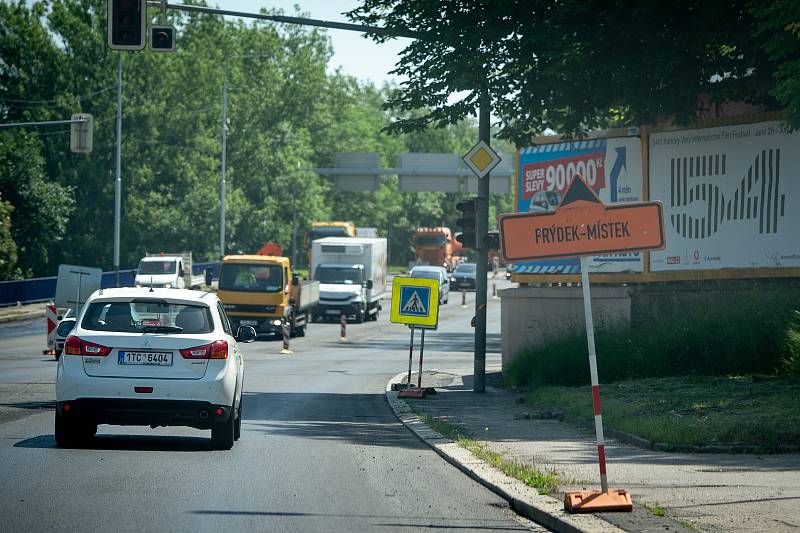 Oprava silnic, 12. června 2019 v Ostravě. Na snímku ulice Rudná.