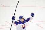 Mistrovství světa hokejistů do 20 let, skupina A: Slovensko - Kazachstán, 27. prosince 2019 v Třinci. Na snímku radost hráče Robert Dzugan.
