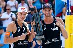 Finále muži: ČR - Norsko. FIVB Světové série v plážovém volejbalu J&T Banka Ostrava Beach Open, 2. června 2019 v Ostravě. Na snímku (zleva) Christian Sandlie Sorum (NOR), Anders Berntsen Mol (NOR).