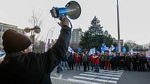 Protestní akce zaměstnanců ArcelorMittal.