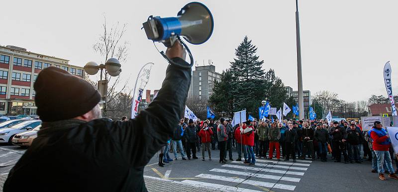 Protestní akce zaměstnanců ArcelorMittal.