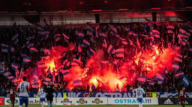 Utkání 20. kola první fotbalové ligy: Baník Ostrava - Sparta Praha, 14. prosince 2019 v Ostravě. Na snímku choreo fanoušků FC Baník Ostrava.