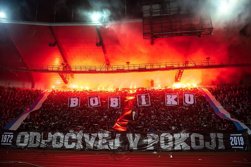 Utkání 20. kola první fotbalové ligy: Baník Ostrava - Sparta Praha, 14. prosince 2019 v Ostravě. Na snímku choreo fanoušků FC Baník Ostrava.