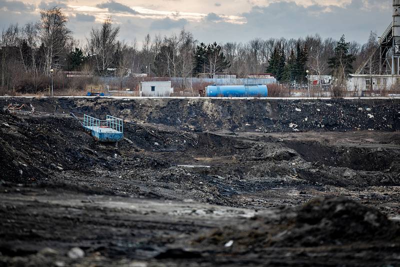 Laguny po ostravské chemičce Ostramo, 28. prosince 2020 v Ostravě.