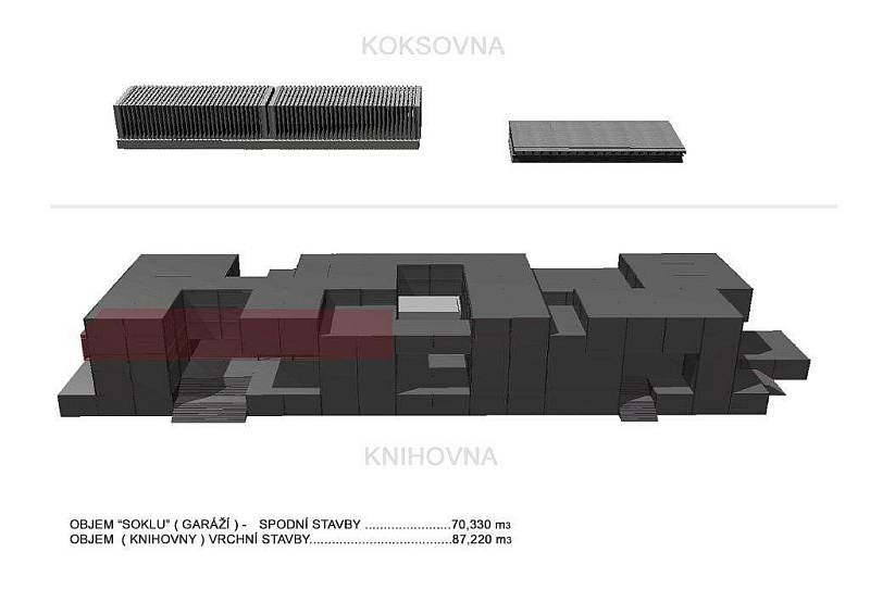 Vizualizace unikátního projektu. Moravskoslezské vědecké knihovny v bývalé koksovně v Dolní oblasti Vítkovic.