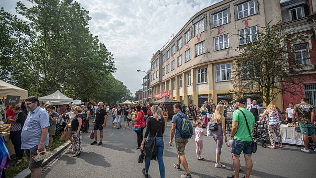 Víkendová pěší zóna Malá Kodaň, kde se uskutečnily farmářské Trhy, co se hledají, 15. srpna 2020 v Ostravě.