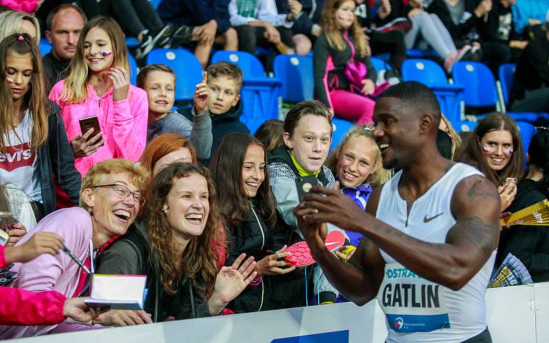 Zlatá tretra Ostrava 2018, Justin Gatlin s fanoušky