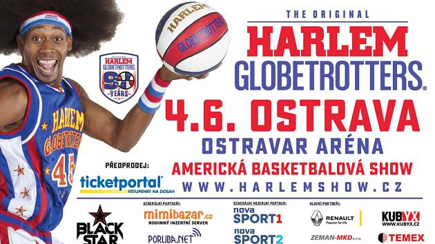 Pozvánka na vystoupení Harlem Globetrotters v Ostravar Aréně 4. června.