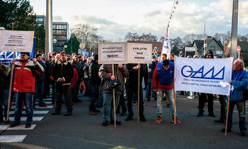 Protestní akce zaměstnanců ArcelorMittal.