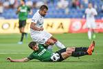 Utkání 1. kola první fotbalové ligy: Baník Ostrava - FK Jablonec, 23. července 2018 v Ostravě. (dole) Hovorka David a Milan Baroš.