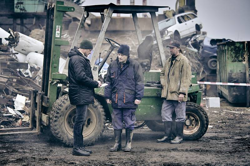 Snímek z natáčení druhého dílu krimiseriálu České televize Místo činu Ostrava.