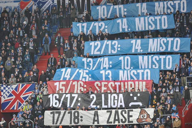 Zápas 17. kola první fotbalové ligy mezi FC Baník Ostrava a 1. FC Slovácko, 17. února 2018 v Ostravě.