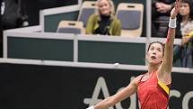 Barbora Strýcová podlehla v úvodní dvouhře Fed Cupu v Ostravě Garbiňe Muguruzaové (na snímku).