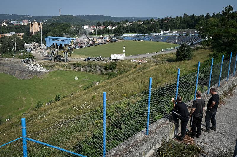 Demolice stadionu Bazaly, 23. července 2018 v Ostravě.