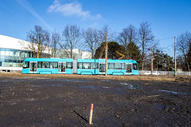 Místo zrušené tramvajové smyčky na Černé louce v Ostravě, leden 2020.