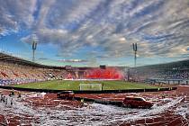 Atmosféra v ochozech, výroční zápas Baník Ostrava - Celtic Glasgow, Městský stadion Ostrava, 13. července 2022.