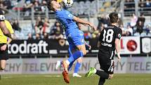 Fotbalisté Baníku Ostrava (v modrém) v duelu 24. kola FORTUNA:LIGY v Českých Budějovicích