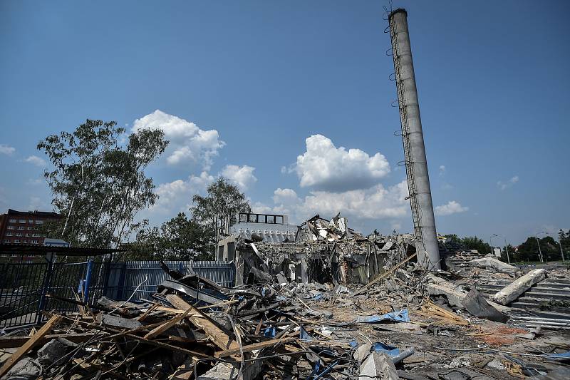 Demolice stadionu Bazaly, 23. července 2018 v Ostravě.