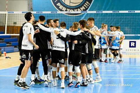 Zápas 2. kola extraligy volejbalistů VK Ostrava - Black Volley Beskydy 1:3.