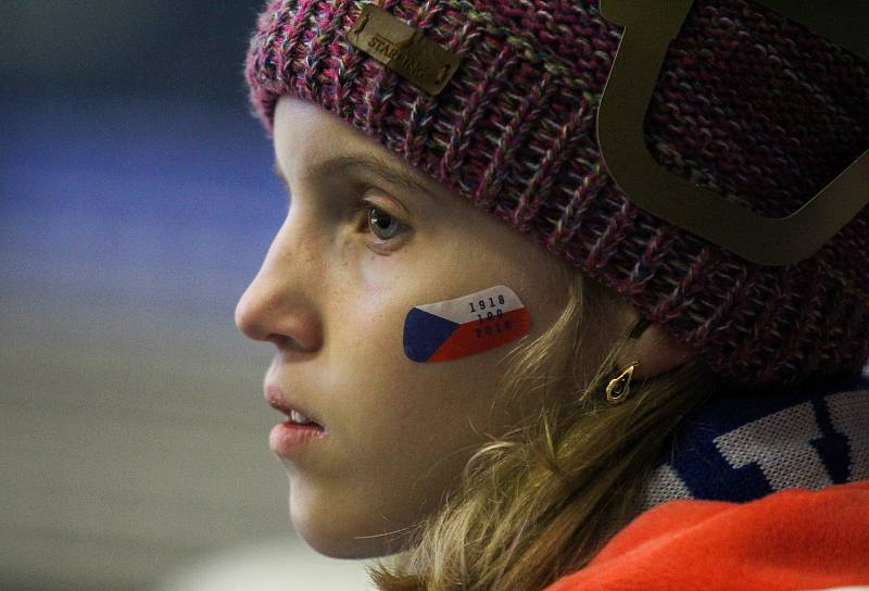 Olympijský festival v Ostravě, 23. února 2018. Sledování hokejového zápasu Česko-Rusko.