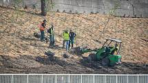 Stadion Bazaly těsně před dokončením, 7. října 2019 v Ostravě.