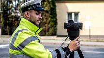 Policejní akce Speed marathon (měření rychlosti) v městské části Vřesina, 3. dubna 2019 v Ostravě.