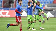 Nadstavba první fotbalové ligy, kvalifikační utkání o Evropskou ligu: FC Baník Ostrava - FK Mladá Boleslav, 1. června 2019 v Ostravě. Na snímku radost Mladé Boleslavi.