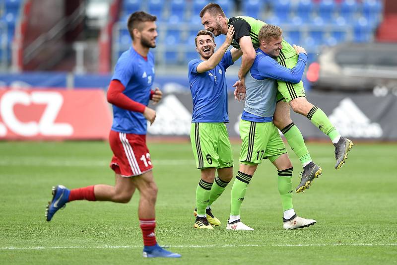 Nadstavba první fotbalové ligy, kvalifikační utkání o Evropskou ligu: FC Baník Ostrava - FK Mladá Boleslav, 1. června 2019 v Ostravě. Na snímku radost Mladé Boleslavi.