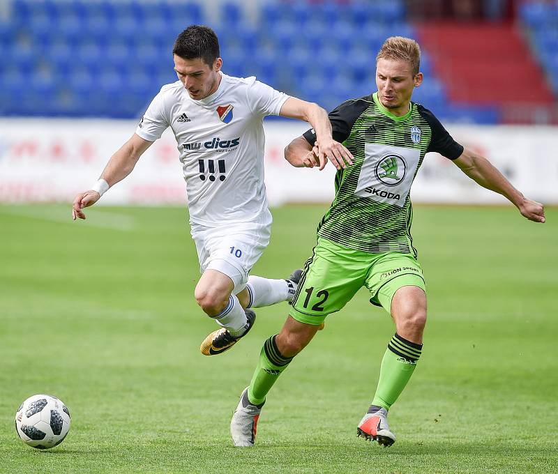 Nadstavba první fotbalové ligy, kvalifikační utkání o Evropskou ligu: FC Baník Ostrava - FK Mladá Boleslav, 1. června 2019 v Ostravě. Na snímku (zleva) Robert Hrubý a Michal Hubínek.