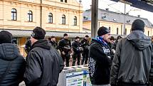 Odjezd fanoušků FC Baníku Ostrava na Slavii, Nádraží Ostrava - Svinov, 11.3.2019 v Ostravě.