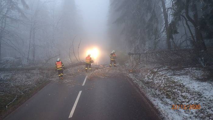 Situace na silnici 445 u Rýmařova, prosinec 2020.