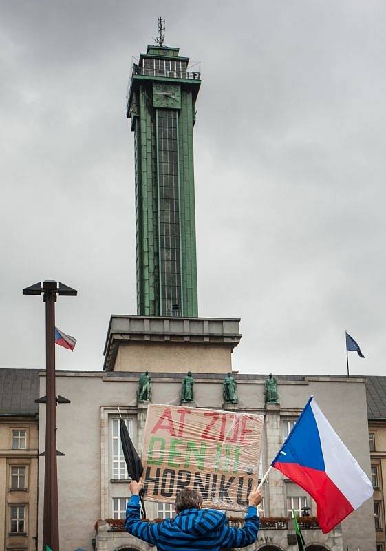 Demonstrace zaměstnanců OKD (horníků) v Ostravě.