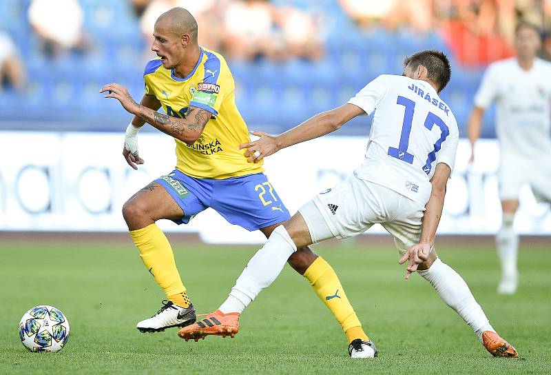 Utkání 3. kola první fotbalové ligy: FC Baník Ostrava - FK Teplice, 26. července 2019 v Ostravě. Na snímku (zleva) Tomáš Kučera a Milan Jirásek.