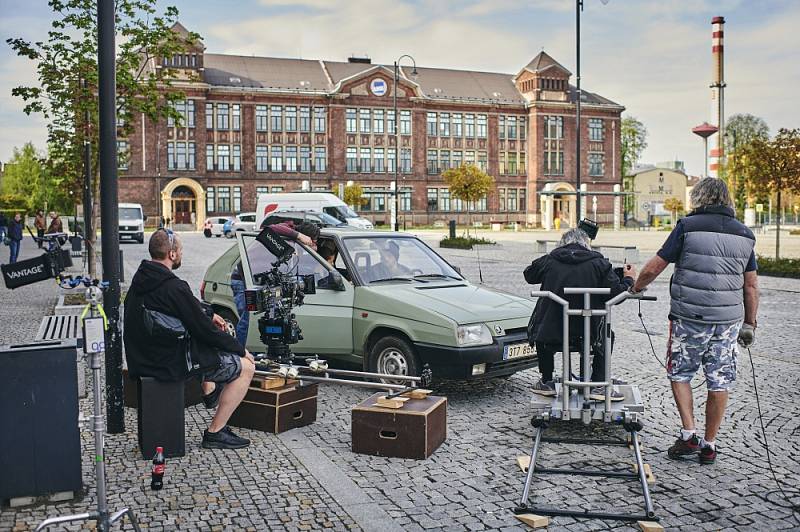 Snímek z natáčení druhého dílu krimiseriálu České televize Místo činu Ostrava.