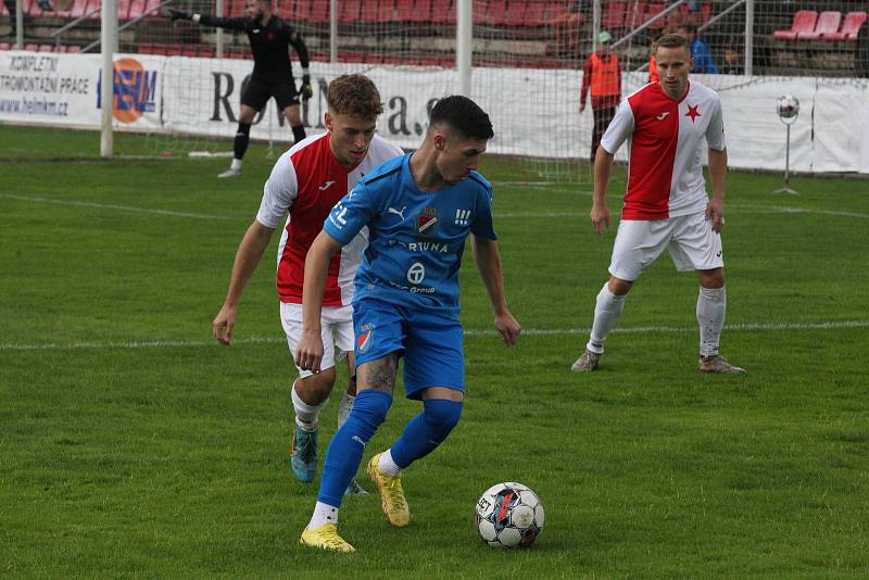 MOL Cup, 2. kolo, SK HS Kroměříž (červenobílé dresy) - FC Baník Ostrava, 21. září 2022.