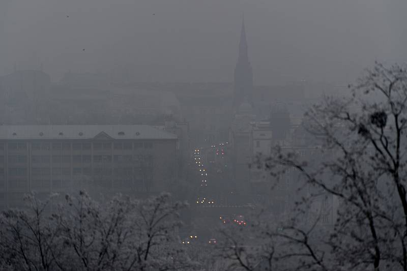 Smogová situace 21. ledna 2019 v Ostravě.