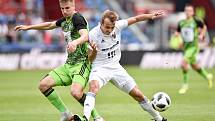 Nadstavba první fotbalové ligy, kvalifikační utkání o Evropskou ligu: FC Baník Ostrava - FK Mladá Boleslav, 1. června 2019 v Ostravě. Na snímku (zleva) Jan Stejskal a Kuzmanovič Nemanja.