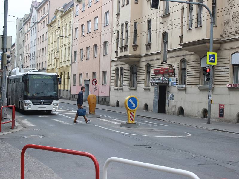 Světelné přechody pro chodce v centru Ostravy.