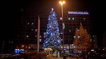 Vánoční strom v Třinci na náměstí Svobody.