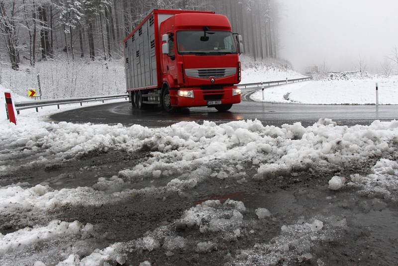 Na Červenohorském sedle napadlo 18. dubna do rána asi pět centimetrů sněhu. Sněžit má i celou středu 19. dubna.