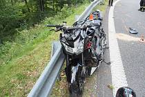 Nehoda motorkáře v sobotu 3. září 2022 na Červenohorském sedle.