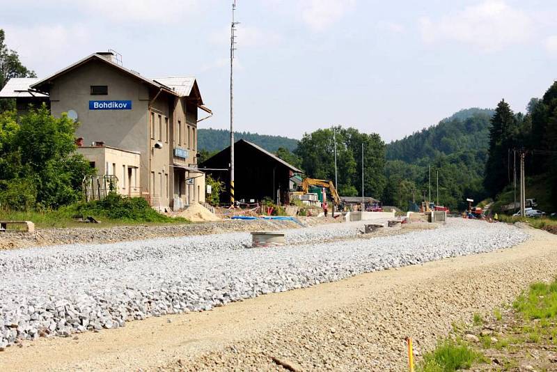 Bohdíkov, červenec 2016. Rekonstrukce trati Bludov - Jeseník