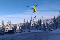 Záchrana skialpinistky ve Velkém kotli v Jeseníkách. 1. února 2021