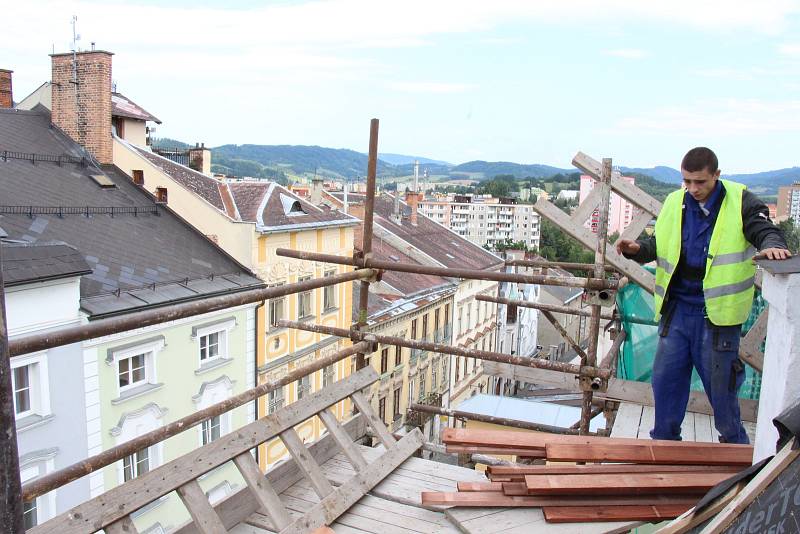 Rekonstrukce radnice v Šumperku, stav 20. července 2018.