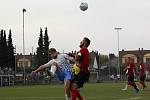 Fotbalisté Olešnice (v bílém) prohráli v Mohelnici pohárový zápas s Opavou 0:6.